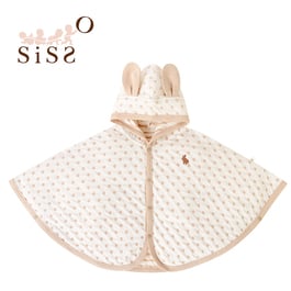 【SISSO有機棉】奶茶QQ兔二重織空氣棉披風