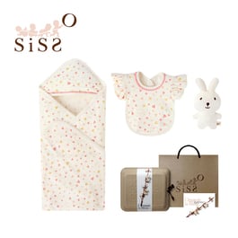【SISSO有機棉】愛心朵朵天絲棉包巾圍兜禮盒