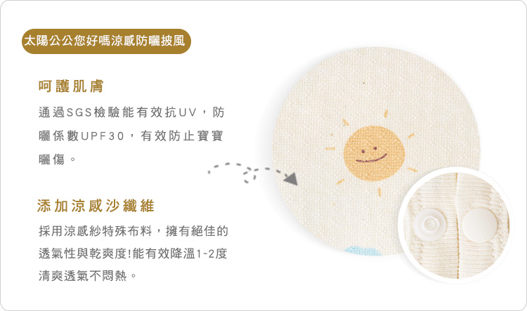 有機棉,GOTS,寶寶,嬰兒,新生兒,披風,外出,外著,外套,台灣製,防曬披風,UPF,涼感紗