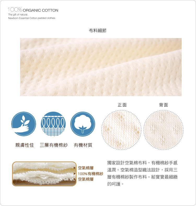 有機棉,台灣製,二重織,寶寶,嬰兒,布料說明